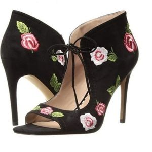 BETSEY JOHNSON Caroline Black Floral Heels
